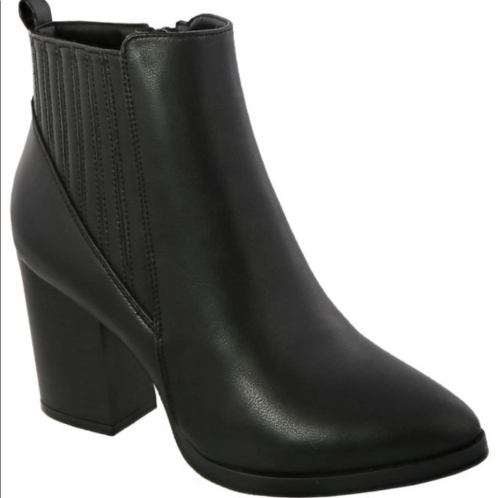 Black Faux Leather Ankle Booties - Picture 4 of 16